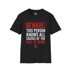 Beware: This Person Knows All Causes of the Fall of Rome T-shirt